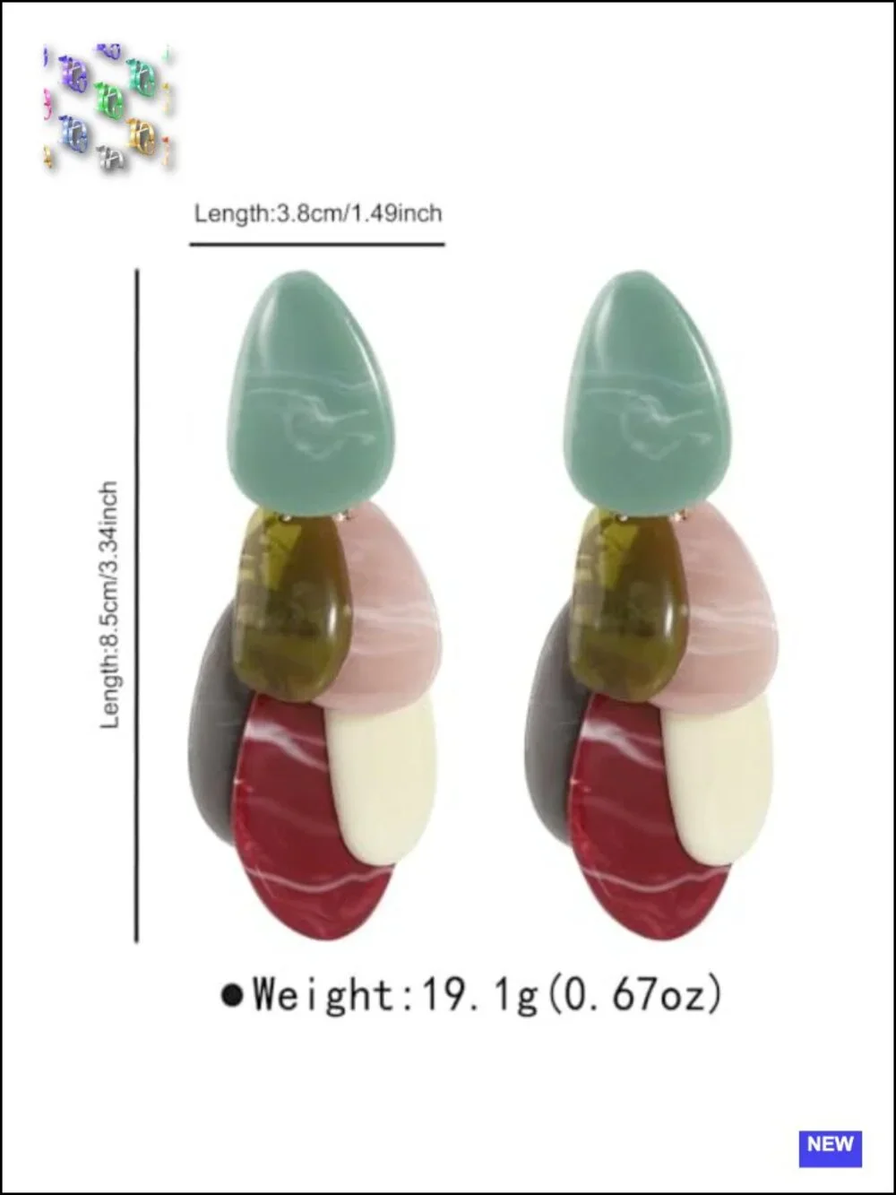 Acrylic Teardrop Statement Dangle Earrings Lightweight Resin Geometric Charm